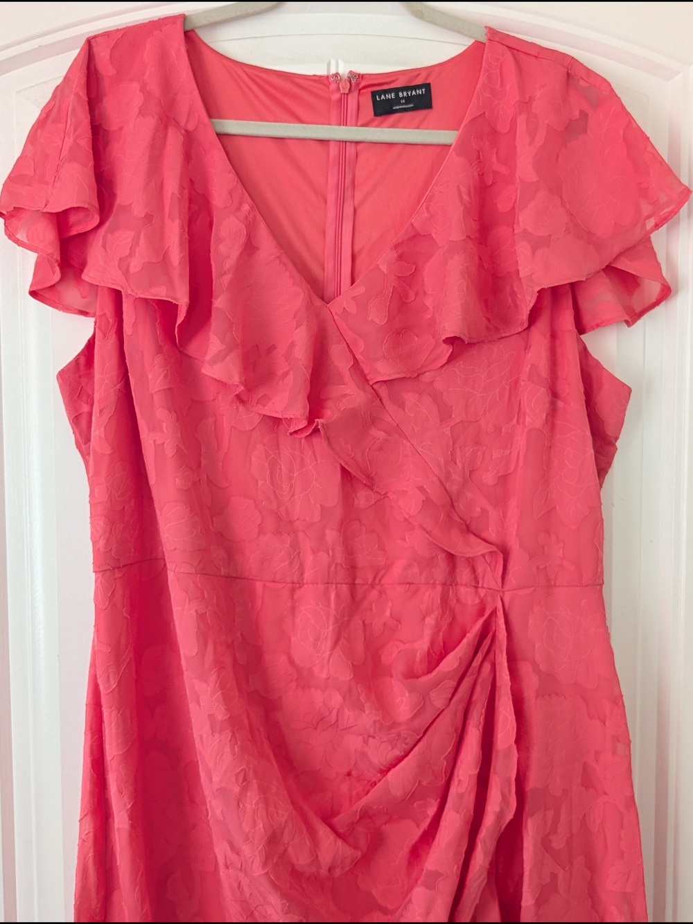 Lane Bryant Coral Pink High-Low Ruffle Dress - Picture 2 of 13